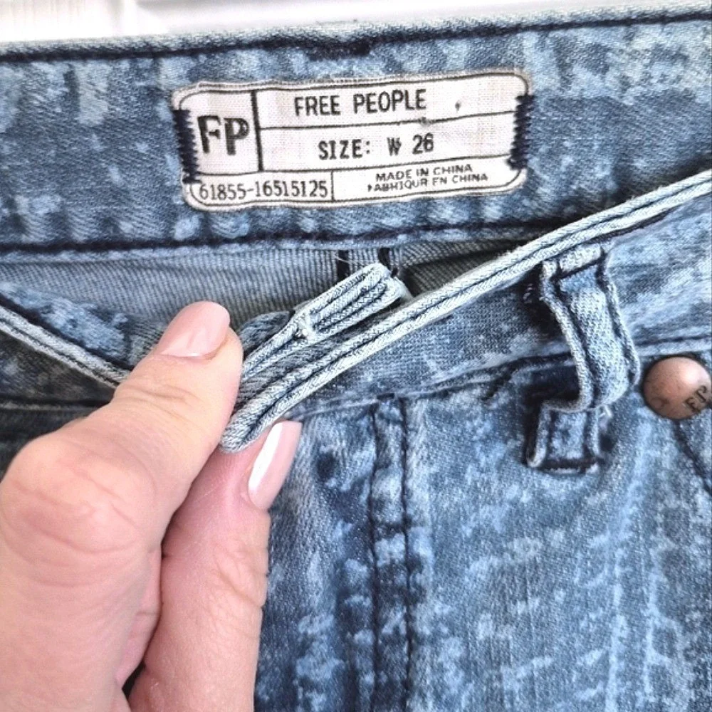 Free People Low Rise Blue Jeans Denim Skinny Pants Zip Ankles Womens 26 - Picture 8 of 16